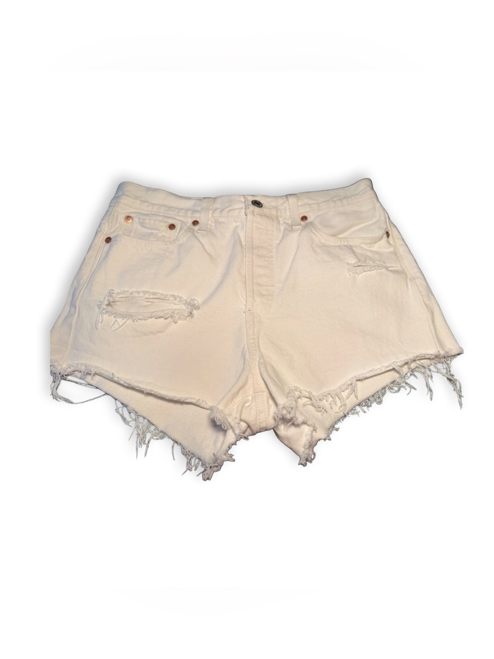 Levi’s Wedgie Straight Jorts Distressed Cutoff Jean Shorts White Size 29